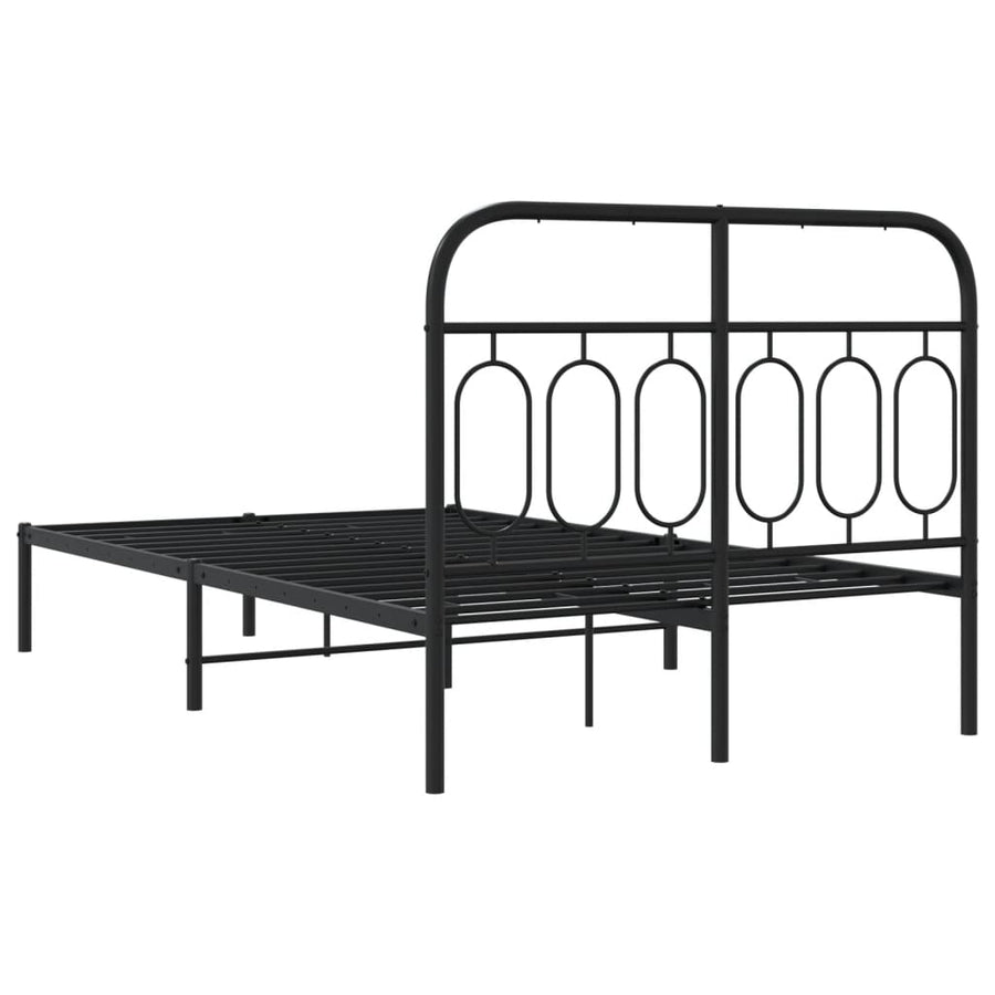 Bedframe met hoofdbord metaal zwart 120x200 cm