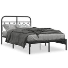 Bed frame with headboard metal black 120x200 cm