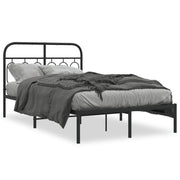 Bed frame with headboard metal black 120x200 cm