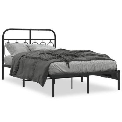 Bedframe met hoofdbord metaal zwart 120x200 cm