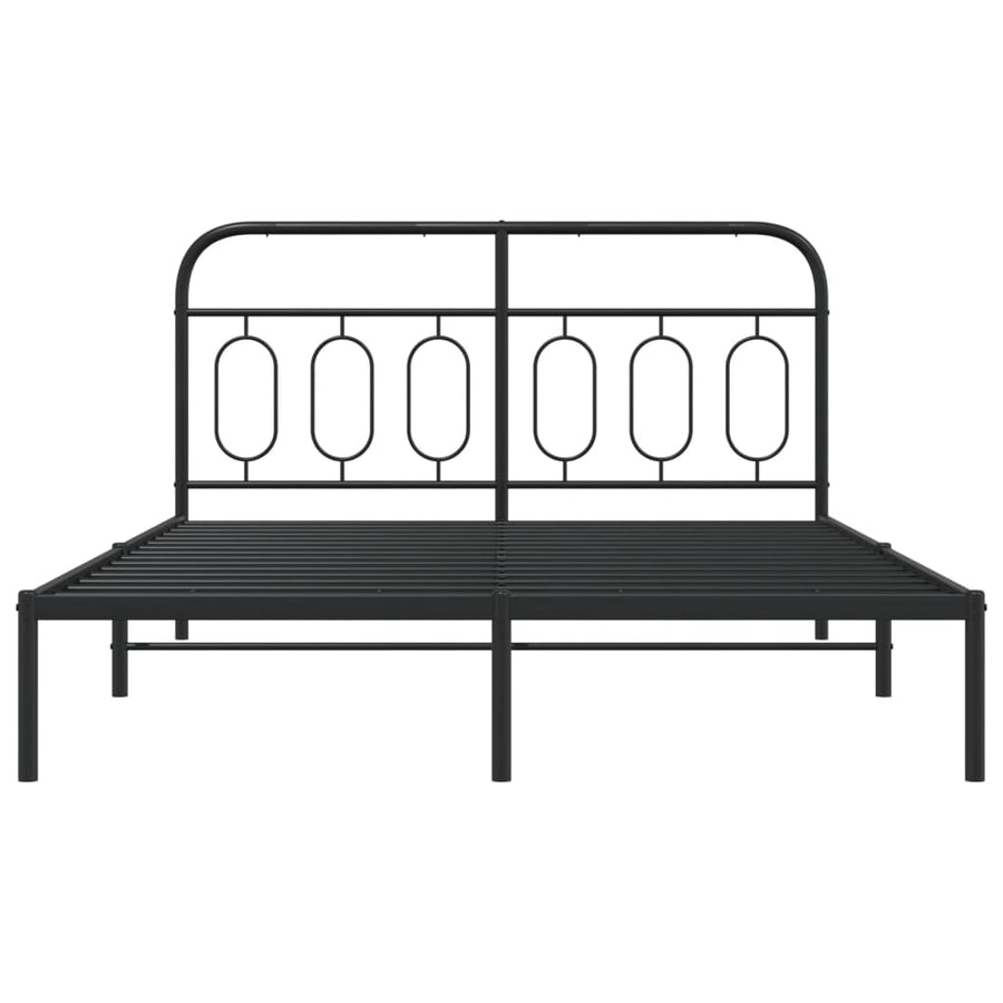 Bedframe met hoofdbord metaal zwart 135x190 cm