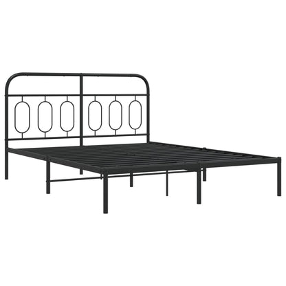 Bedframe met hoofdbord metaal zwart 140x190 cm