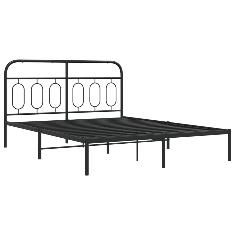 Bedframe met hoofdbord metaal zwart 140x190 cm
