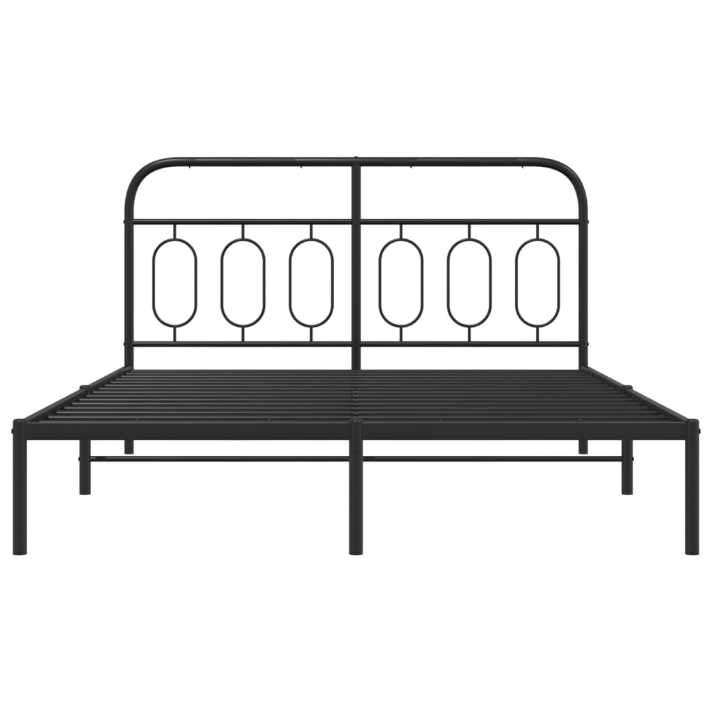 Bedframe met hoofdbord metaal zwart 140x190 cm