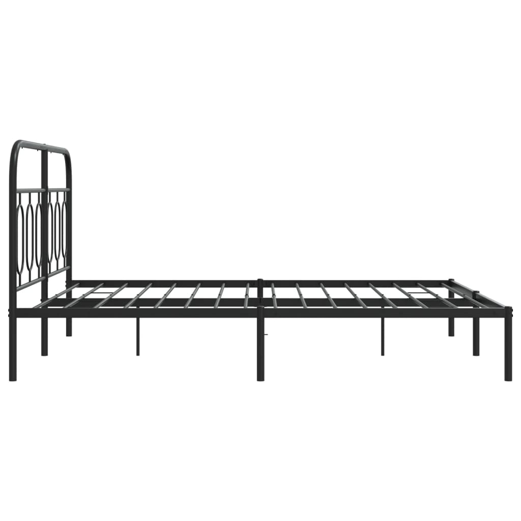 Bedframe met hoofdbord metaal zwart 140x190 cm