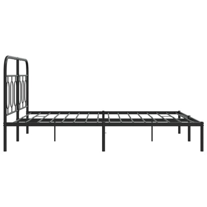 Bedframe met hoofdbord metaal zwart 140x190 cm