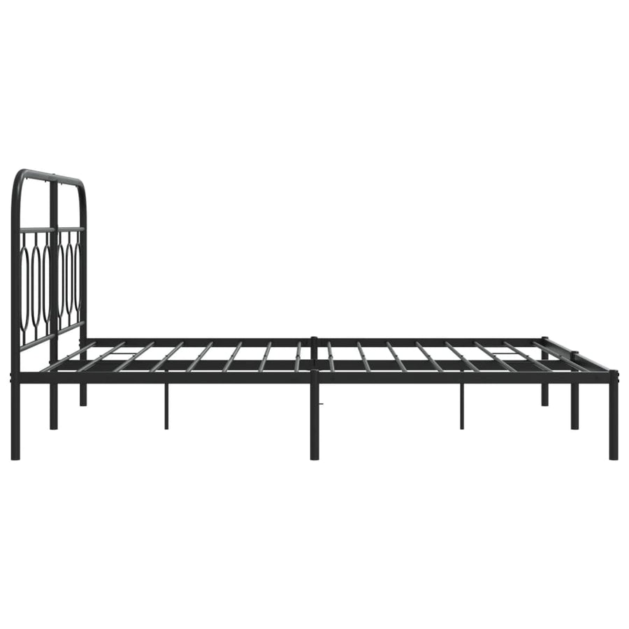 Bedframe met hoofdbord metaal zwart 140x190 cm
