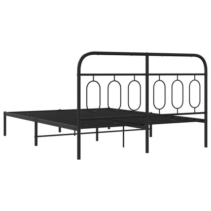Bedframe met hoofdbord metaal zwart 140x190 cm