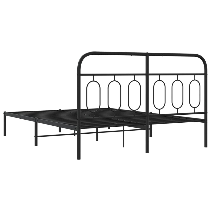Bedframe met hoofdbord metaal zwart 140x190 cm