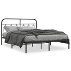 Black metal bed frame with headboard 140x190 cm