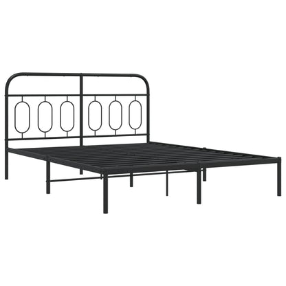 Bedframe met hoofdbord metaal zwart 140x200 cm