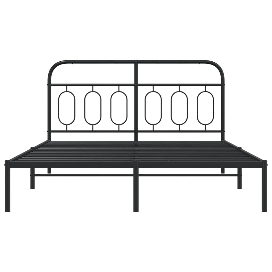Bedframe met hoofdbord metaal zwart 140x200 cm