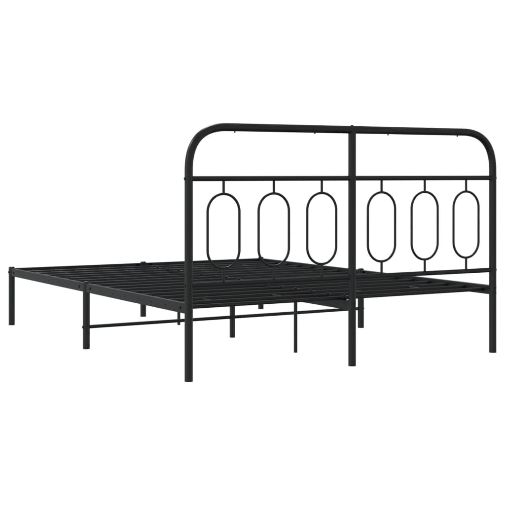 Bedframe met hoofdbord metaal zwart 140x200 cm