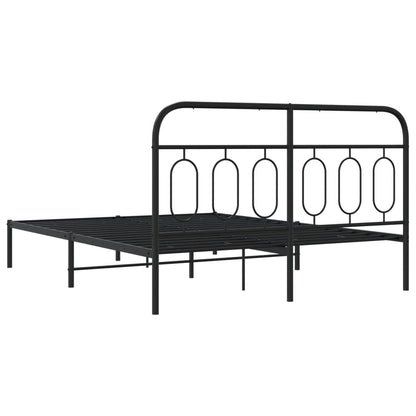 Bedframe met hoofdbord metaal zwart 140x200 cm