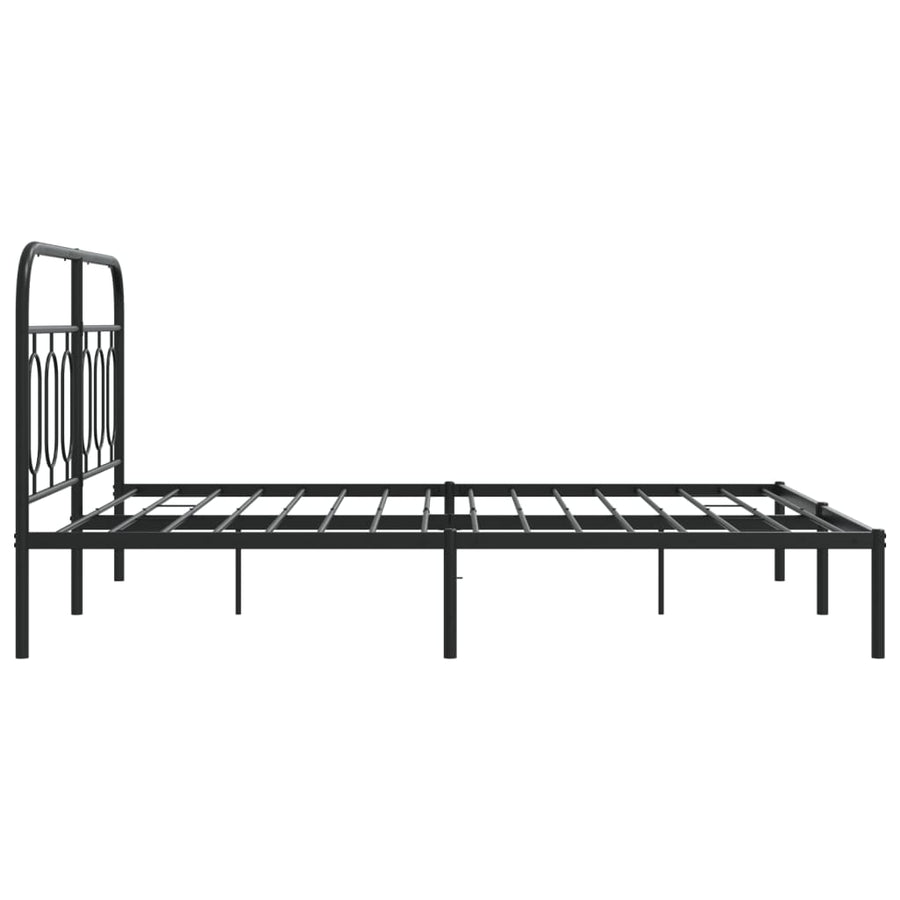 Bedframe met hoofdbord metaal zwart 150x200 cm