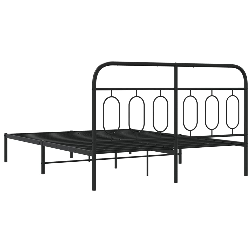 Bedframe met hoofdbord metaal zwart 150x200 cm