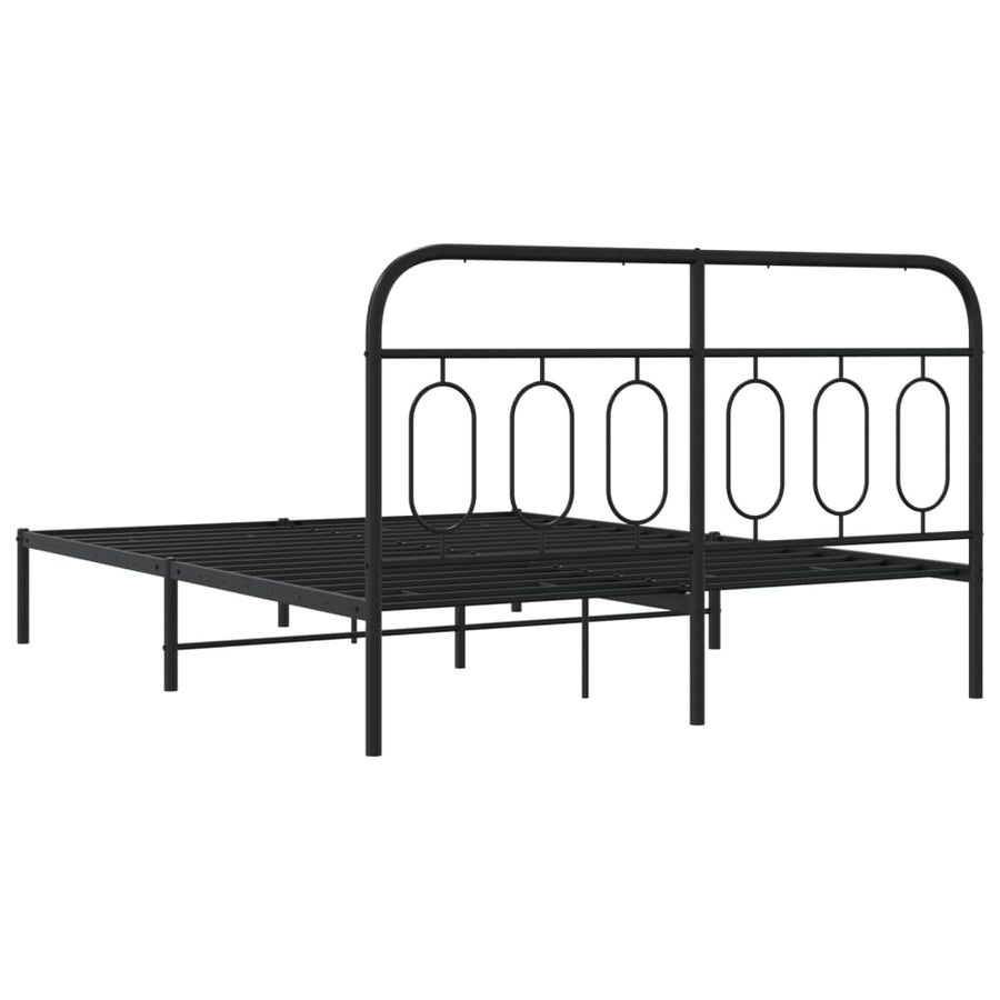 Bedframe met hoofdbord metaal zwart 150x200 cm