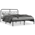 Metal bed frame with headboard black 150x200 cm