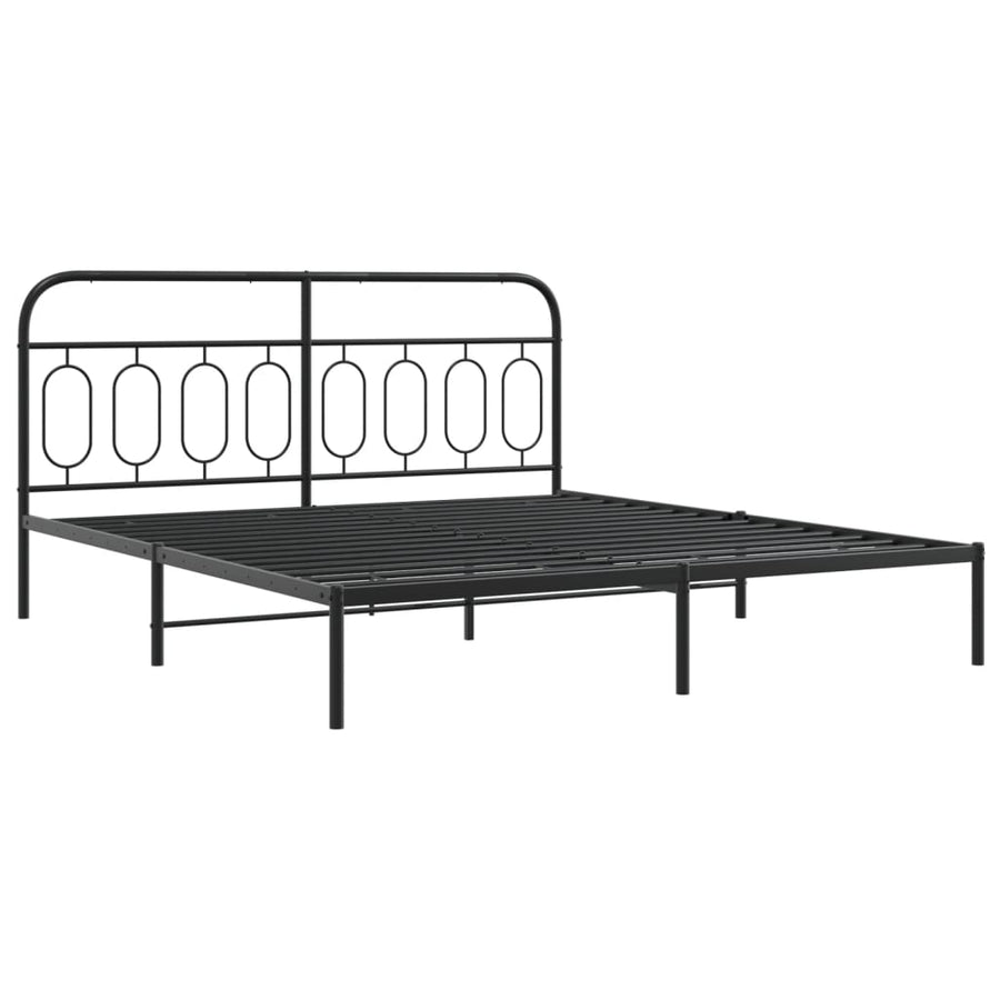 Bedframe met hoofdbord metaal zwart 183x213 cm