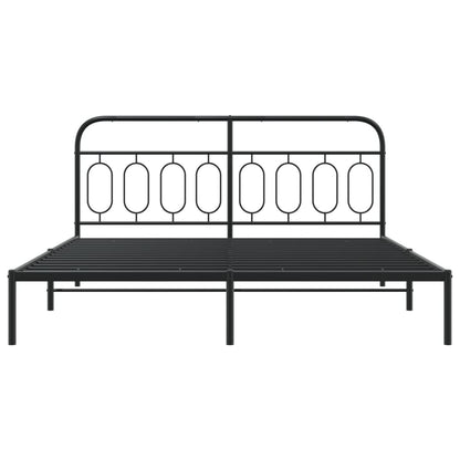 Bedframe met hoofdbord metaal zwart 183x213 cm