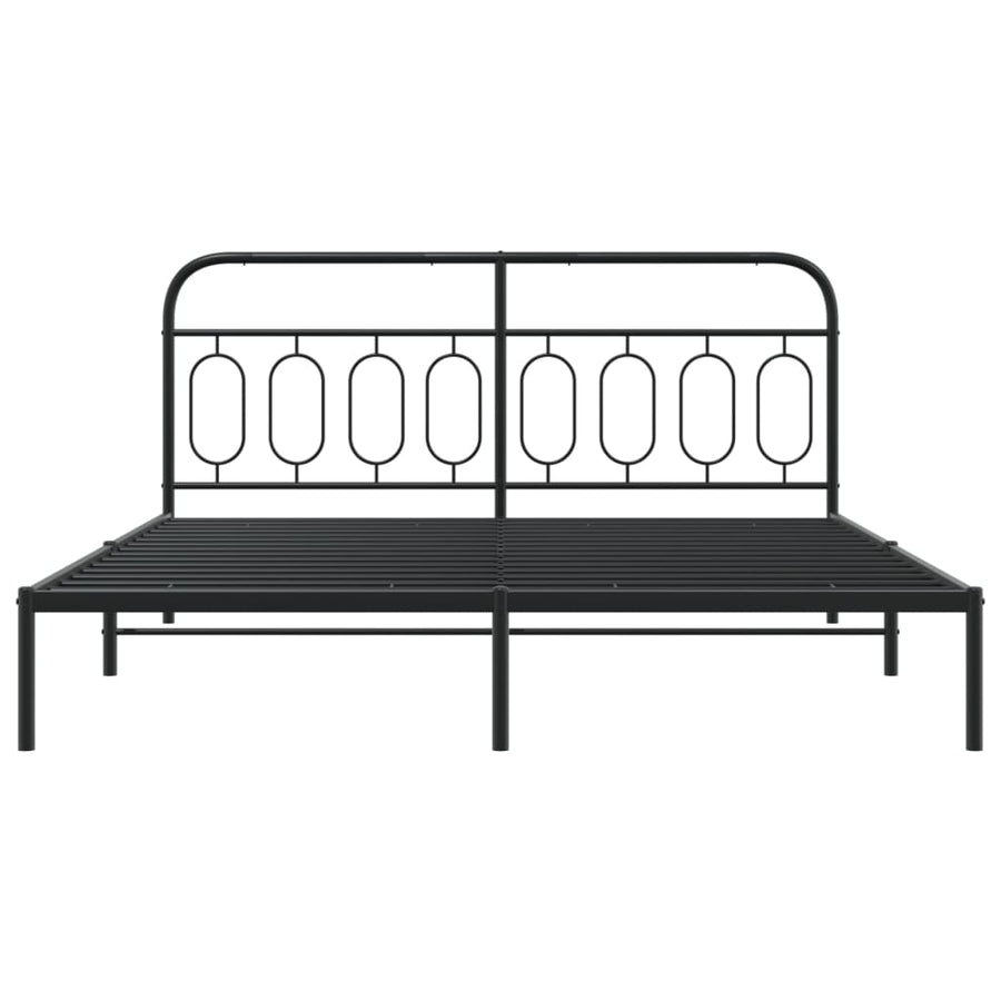 Bedframe met hoofdbord metaal zwart 183x213 cm