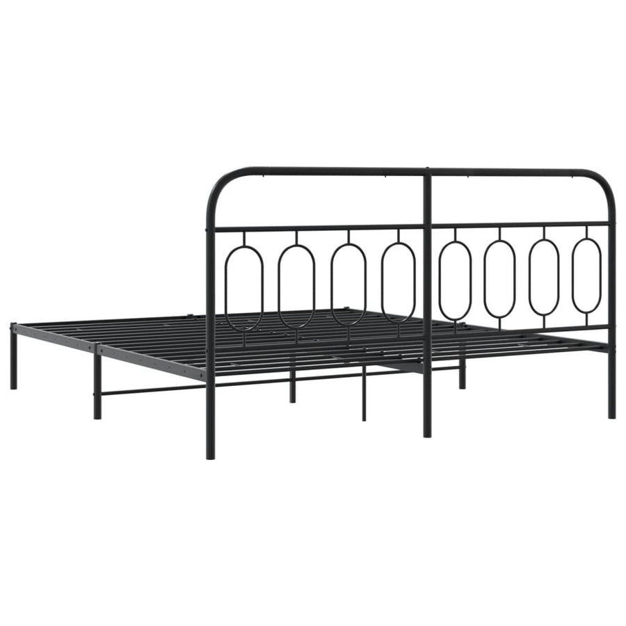 Bedframe met hoofdbord metaal zwart 183x213 cm