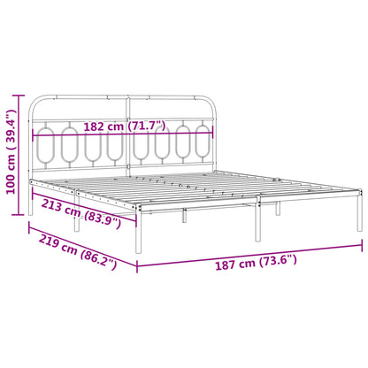 Bedframe met hoofdbord metaal zwart 183x213 cm