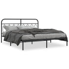 Black metal bed frame with headboard 183x213 cm