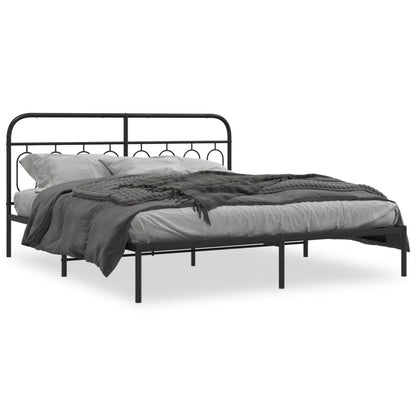 Bedframe met hoofdbord metaal zwart 183x213 cm