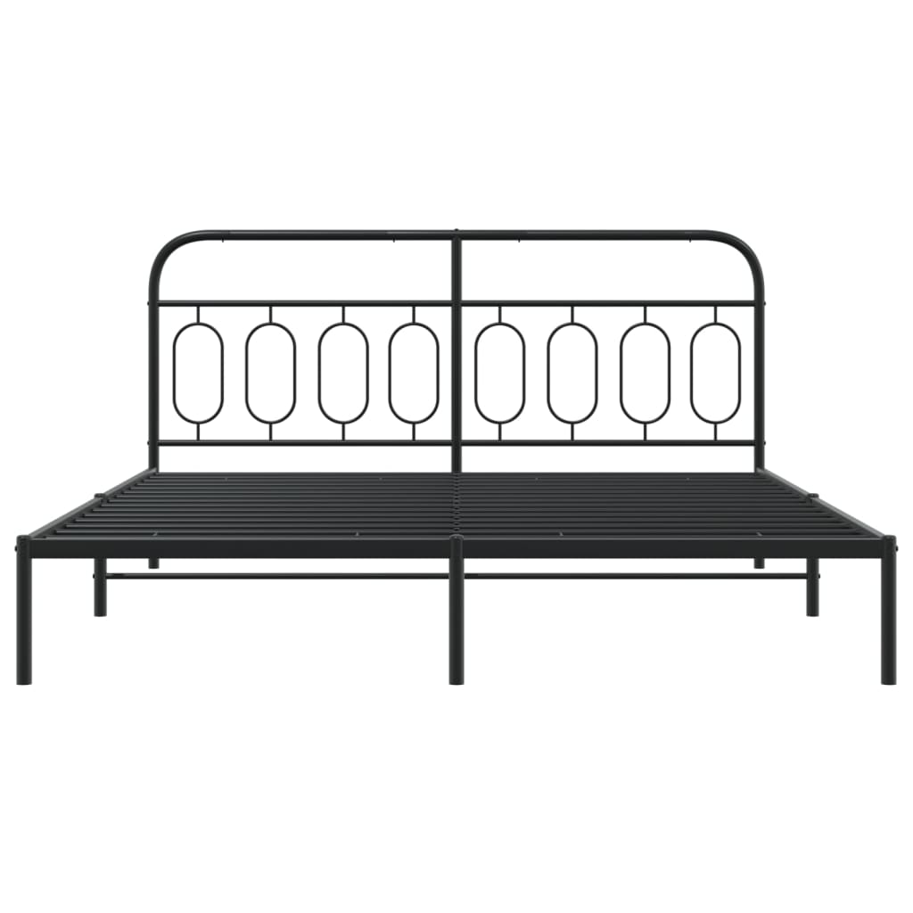 Bedframe met hoofdbord metaal zwart 193x203 cm