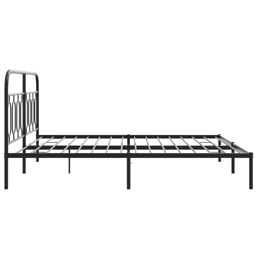 Bedframe met hoofdbord metaal zwart 193x203 cm