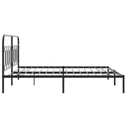 Bedframe met hoofdbord metaal zwart 193x203 cm