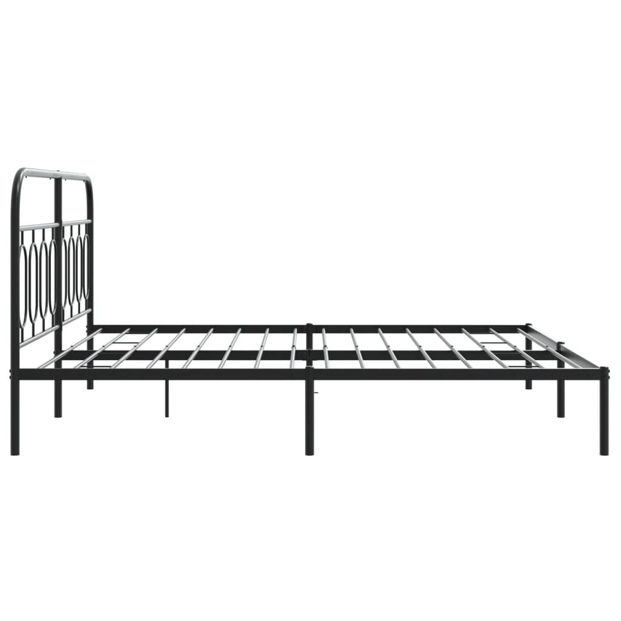 Bedframe met hoofdbord metaal zwart 193x203 cm
