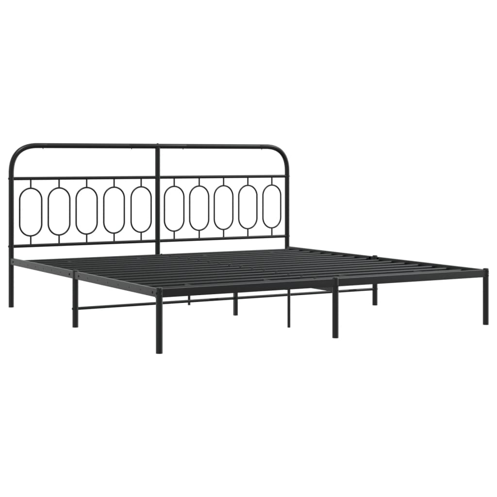 Bedframe met hoofdbord metaal zwart 200x200 cm