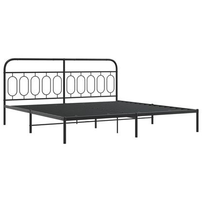 Bedframe met hoofdbord metaal zwart 200x200 cm
