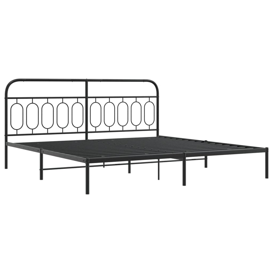 Bedframe met hoofdbord metaal zwart 200x200 cm