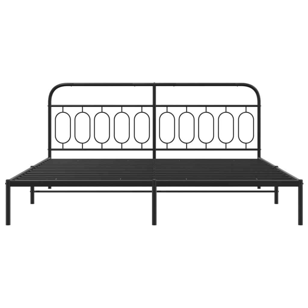 Bedframe met hoofdbord metaal zwart 200x200 cm