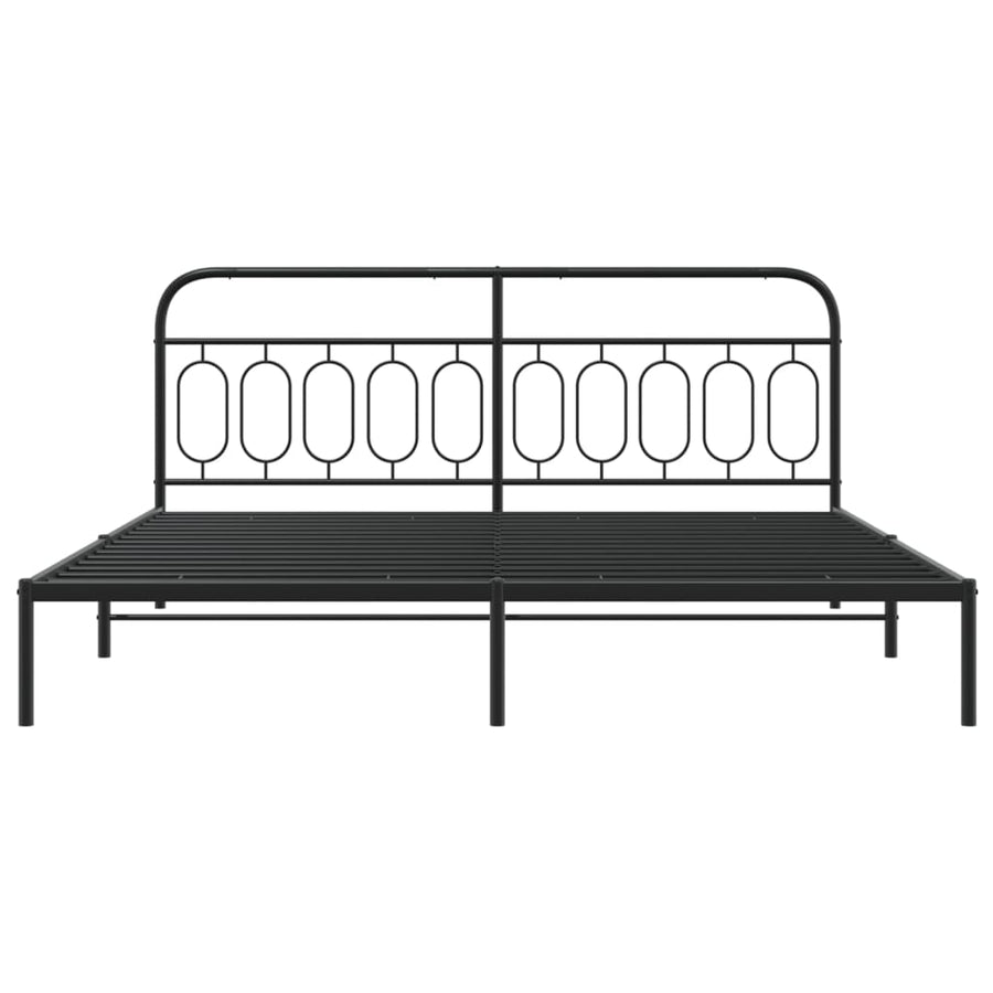 Bedframe met hoofdbord metaal zwart 200x200 cm