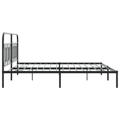 Bedframe met hoofdbord metaal zwart 200x200 cm