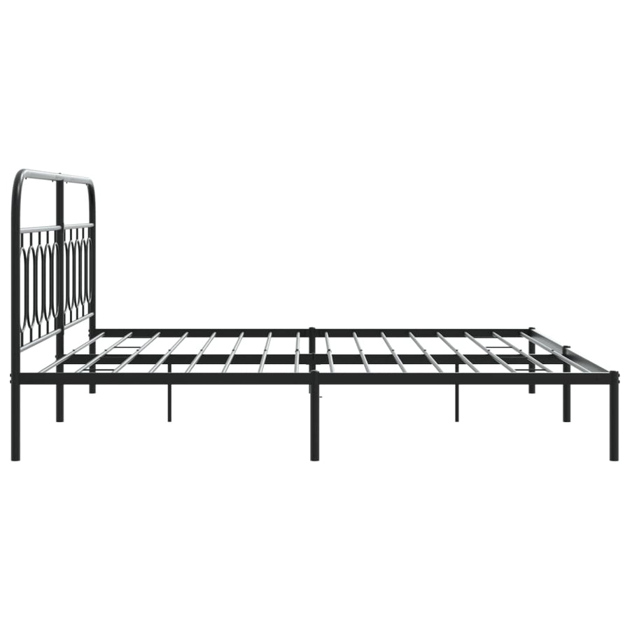 Bedframe met hoofdbord metaal zwart 200x200 cm