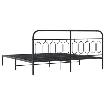 Bedframe met hoofdbord metaal zwart 200x200 cm