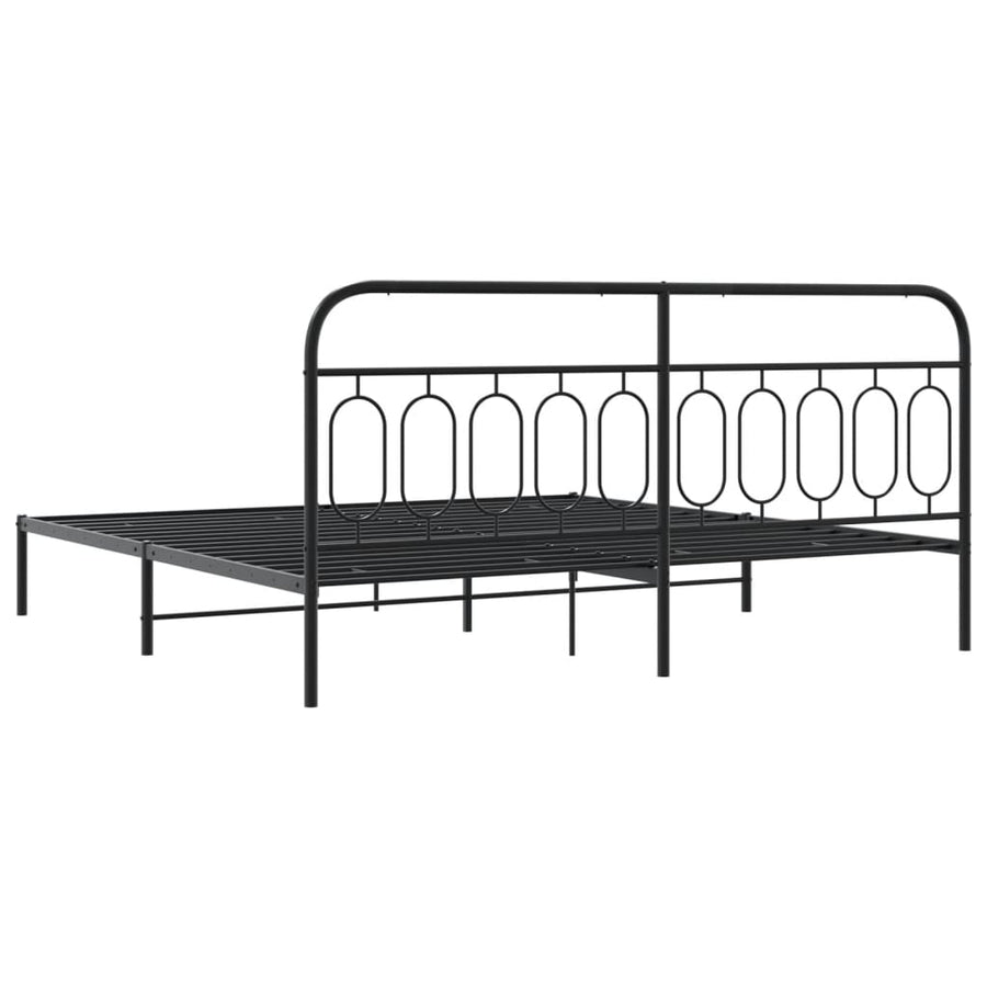 Bedframe met hoofdbord metaal zwart 200x200 cm