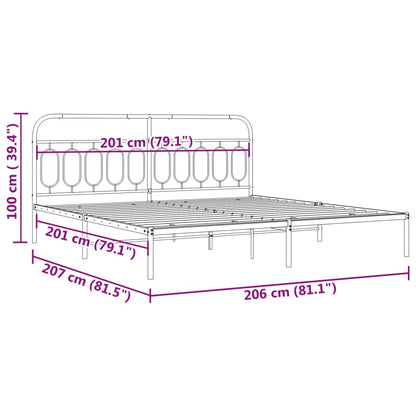 Bedframe met hoofdbord metaal zwart 200x200 cm