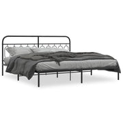 Bedframe metaal zwart 200x200 cm met hoofdbord