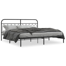 Bedframe met hoofdbord metaal zwart 200x200 cm