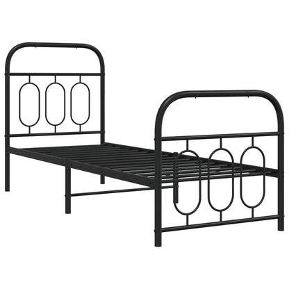 Bedframe met hoofd- en voeteneinde metaal zwart 75x190 cm