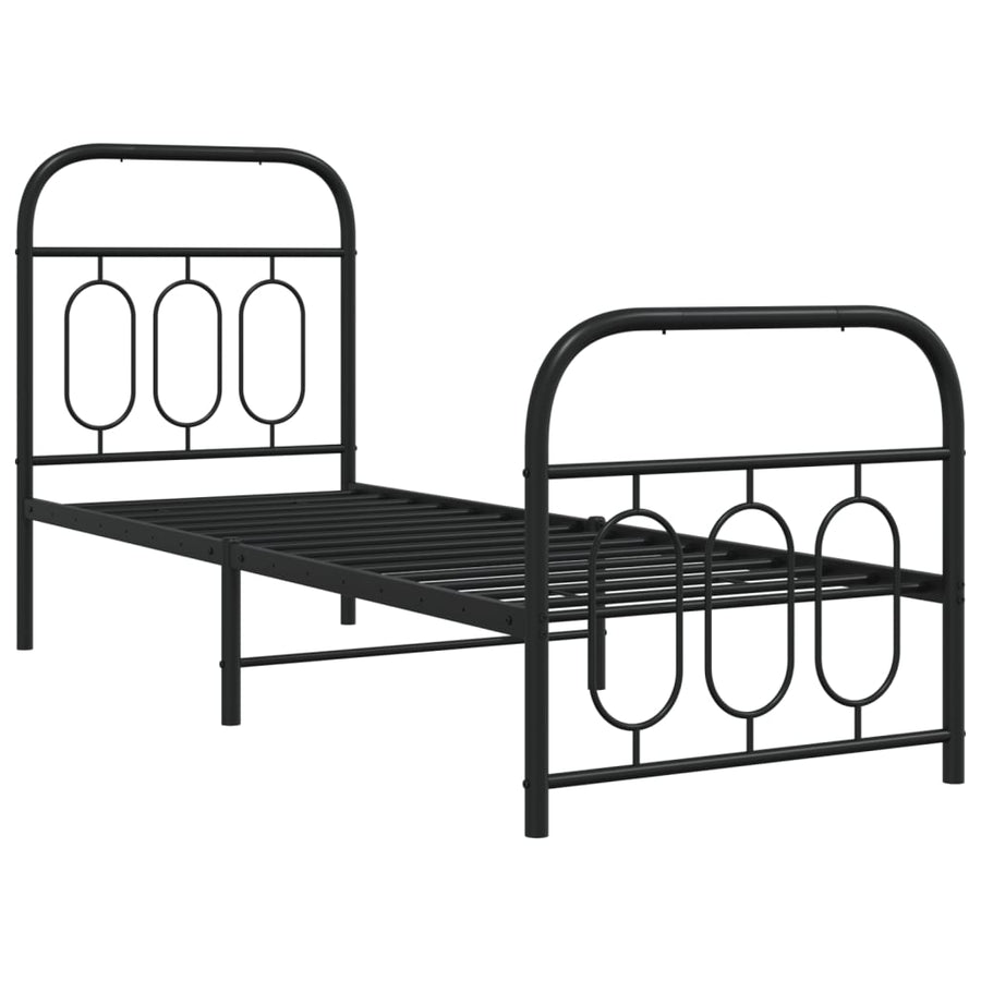 Bedframe met hoofd- en voeteneinde metaal zwart 75x190 cm