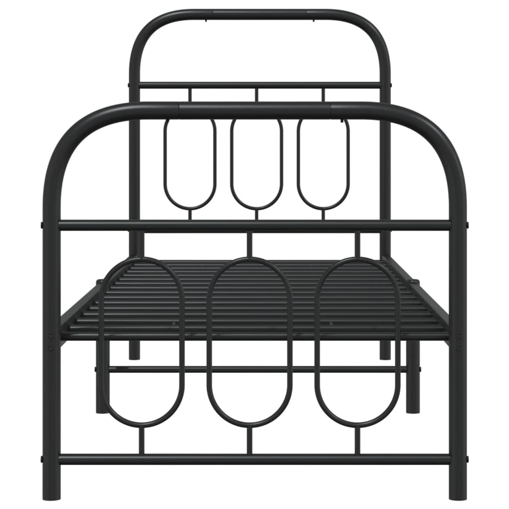 Bedframe met hoofd- en voeteneinde metaal zwart 75x190 cm