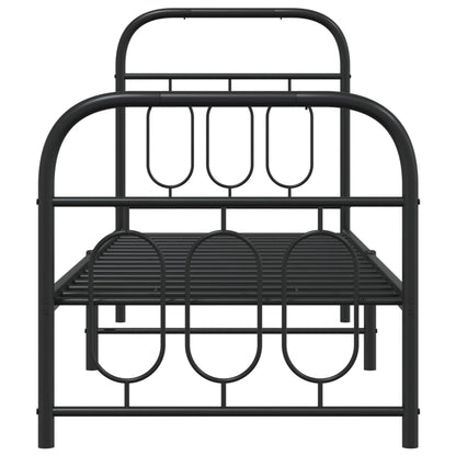 Bedframe met hoofd- en voeteneinde metaal zwart 75x190 cm