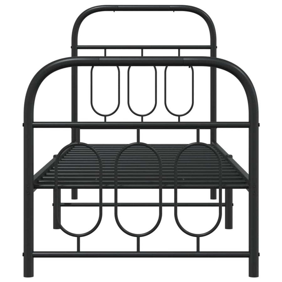 Bedframe met hoofd- en voeteneinde metaal zwart 75x190 cm